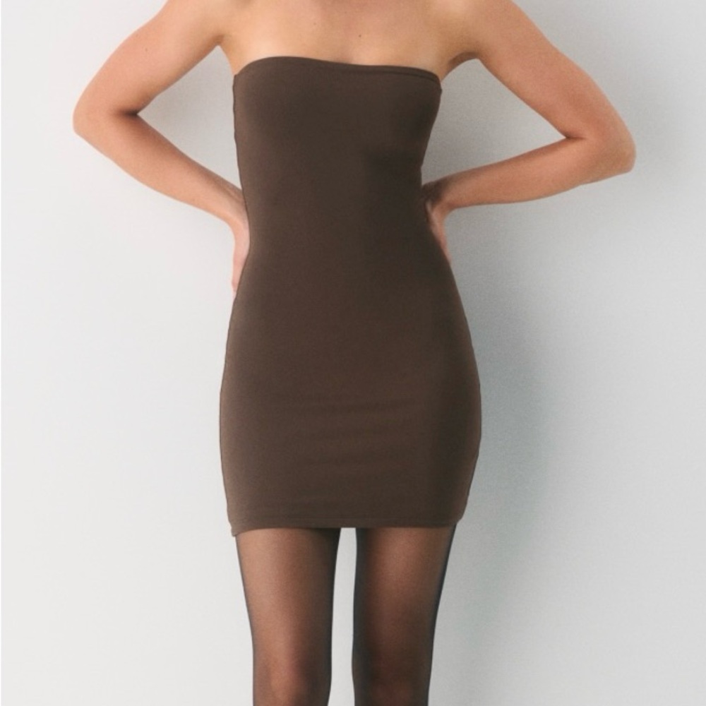 NWT Aritzia Contour Brown Strapless Dress